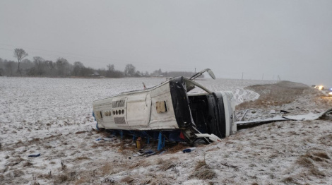 Смяротнае ДТЗ у Талачынскім раёне: перакуліўся міжнародны автобус