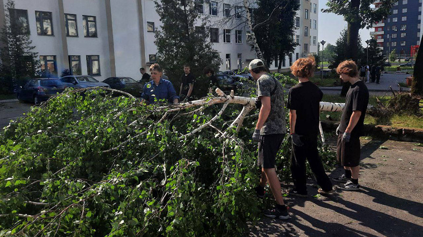 Могилевчане помогают наводить порядок в городе после урагана